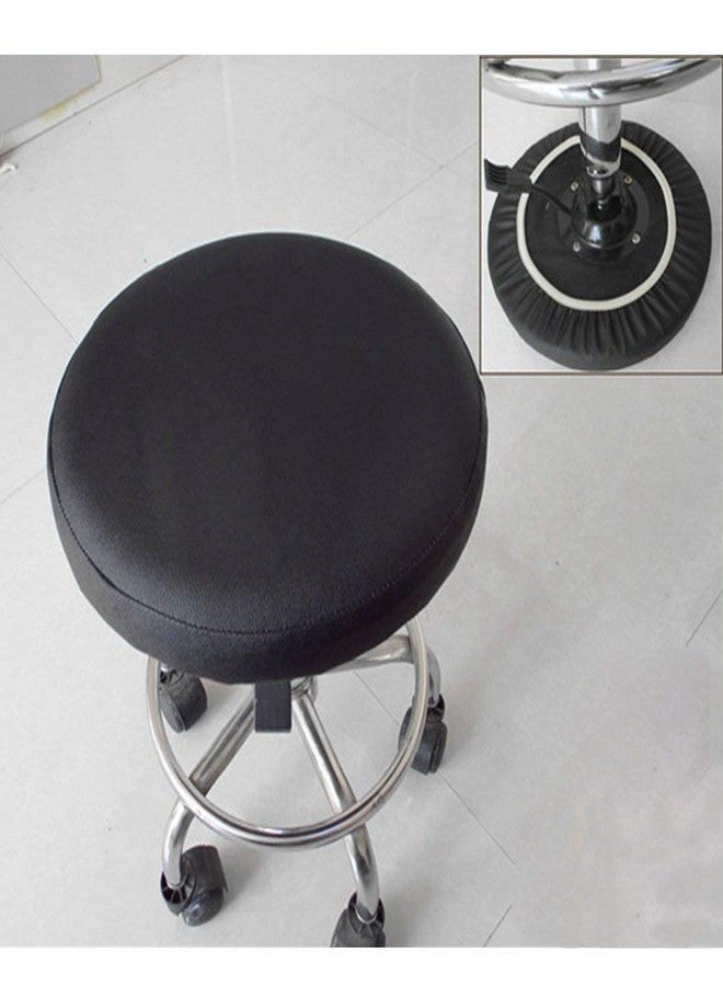 Sigmat 2 Pack Waterproof PU Bar Stool Cover Anti-Slip Round Seat Cover 16.5 Inch Black - Image 2
